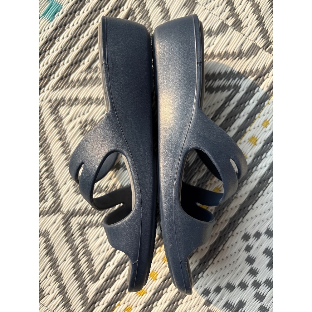 Crocs Patricia Wedge Sandals Navy Blue Grey Strappy Slip On Womens 6 - Picture 4 of 9